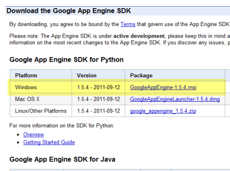 google app engine sdk compiler flags